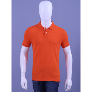 mens orange enzyme finish solid polo t shirt