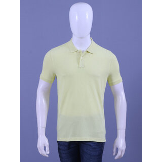 mens lt yellow enzyme finish solid polo t shirt