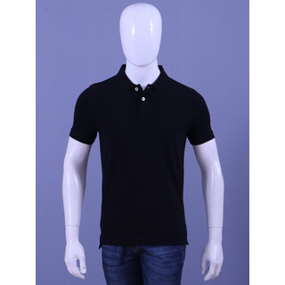 black solid polo t-shirt for men online india