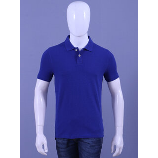 men's blue collared polo tee styled look