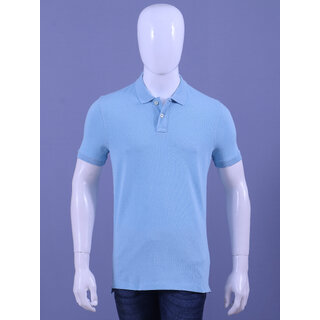 mens sky blue enzyme finish solid polo t shirt