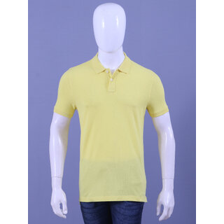 mens yellow enzyme finish solid polo t shirt