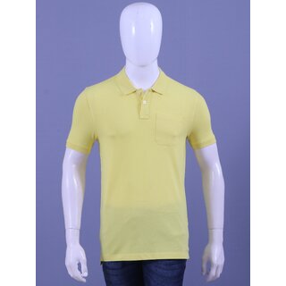 redline mens yellow solid 100 cotton polo collar t shirt