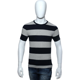 red line mens grey solid 100 cotton round neck t shirt