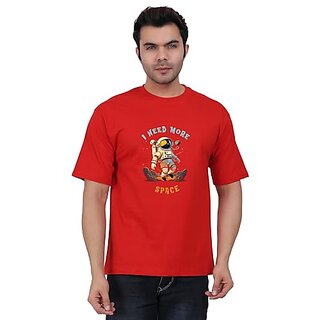 Chic Men JAGTEREHO Men's Oversized Cotton T-Shirt with Half Sleeves in Fiery Black || Need More 