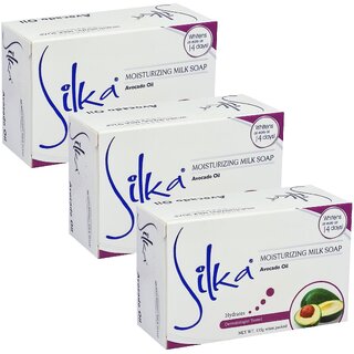 Silka Avocado Skin Hydrates Moisturizing Milk Soap 135gm - Pack Of 3