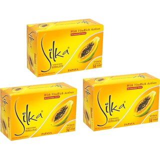 Silka Papaya Whitening Herbal Soap - 135g (Pack Of 3)