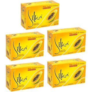 Silka Papaya Whitening Herbal Soap - 135g (Pack Of 5)