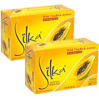 Silka Papaya Whitening Face & Body Soap - Pack Of 2 (135g)