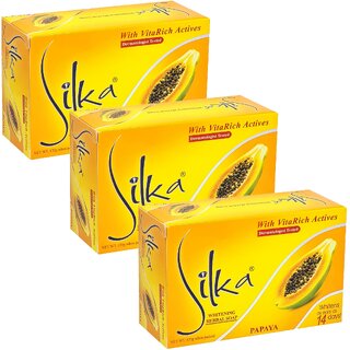 Silka Papaya Whitening Face & Body Soap - Pack Of 3 (135g)