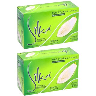 Silka Green Papaya Whitening Herbal Soap - 135g (Pack Of 2)