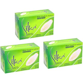 Silka Green Papaya Whitening Herbal Soap - 135g (Pack Of 3)
