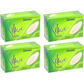 Silka Green Papaya Whitening Herbal Soap - 135g (Pack Of 4)