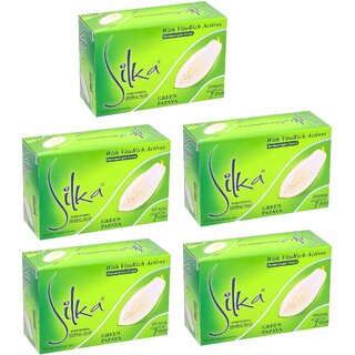Silka Green Papaya Whitening Herbal Soap - 135g (Pack Of 5)