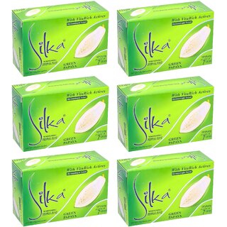 Silka Green Papaya Whitening Herbal Soap - 135g (Pack Of 6)