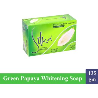Silka Green Papaya Whitening Face & Body Soap - Pack Of 1 (135g)