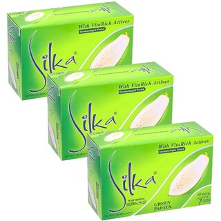 Silka Green Papaya Whitening Face & Body Soap - Pack Of 3 (135g)