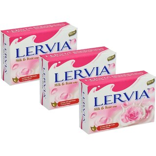 Lervia Milk Protein And Rose Extract Soap - Pack Of 3 (90g)