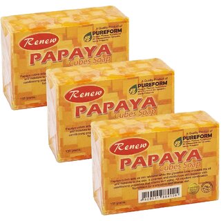 Renew Skin Whitening Papaya Cubes Soap - Pack Of 3 (135g)