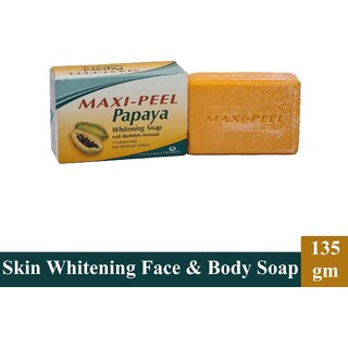 Maxi Peel Face  Body Papaya Whitening Soap - Pack Of 1 (135g)
