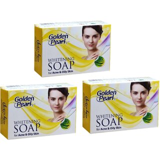 Golden Pearl Whitening For Acne  Oil Skin Soap - 100g (Pack Of 3)