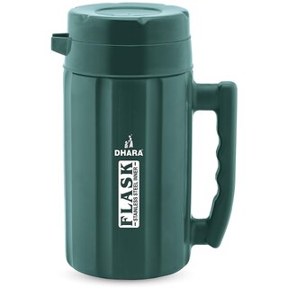 Dhara Stainless Steel Insulated Hot And Cold Thermoware Carafe 1200ml Green