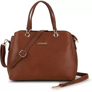 LAIK Premium PU Leather Handbags for Women  Crossbody Bags for Women  Top Handle Shoulder Bag  Trendy Handbag for Women  Adjustable  Detachable Sling Strap Brown - Handbags | Buy online on ZillyBuy