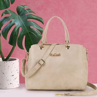 LAIK Premium PU Leather Handbags for Women  Crossbody Bags for Women  Top Handle Shoulder Bag  Trendy Handbag for Women  Adjustable  Detachable Sling Strap Cream - Handbags | Buy online on ZillyBuy