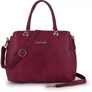LAIK Premium PU Leather Handbags for Women  Crossbody Bags for Women  Top Handle Shoulder Bag  Trendy Handbag for Women  Adjustable  Detachable Sling Strap Maroon - Handbags | Buy online on ZillyBuy