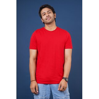 red line mens red solid 100 cotton round neck t shirt