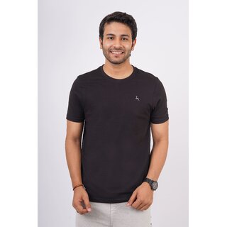 red line mens black solid 100 cotton round neck t shirt