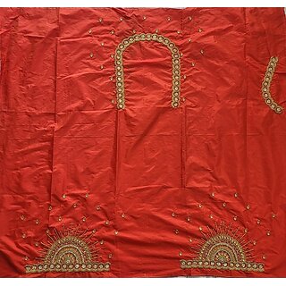 OMSAIFAB Cotton Silk Self Design Blouse Material red Free Size
