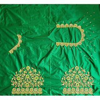 OMSAIFAB Cotton Silk Self Design Blouse Material green Free Size