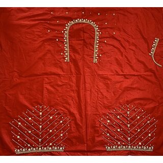 RR FABRIC Cotton Silk Self Design Blouse Material red Free Size