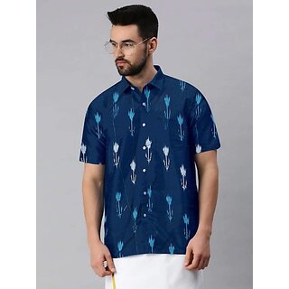 Exclusive Men OMSAIFAB Men Self Design Casual Dark Blue Shirt 2026 at ShopCircuit | ONDC