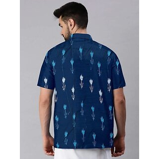 Exclusive Men OMSAIFAB Men Self Design Casual Dark Blue Shirt 2026 at ShopCircuit | ONDC