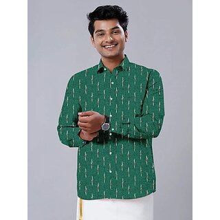 Exclusive Men OMSAIFAB Men Self Design Casual Green Shirt 2026 at ShopCircuit | ONDC