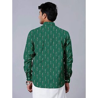 Exclusive Men OMSAIFAB Men Self Design Casual Green Shirt 2026 at ShopCircuit | ONDC