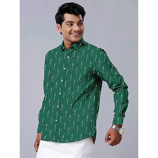 Exclusive Men OMSAIFAB Men Self Design Casual Green Shirt 2026 at ShopCircuit | ONDC