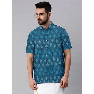 Elegant Men OMSAIFAB Men Self Design Casual Blue Shirt 2026 at ShopCircuit | ONDC
