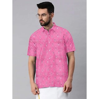 Chic Men OMSAIFAB Men Self Design Casual Pink Shirt 2026 at ShopCircuit | ONDC