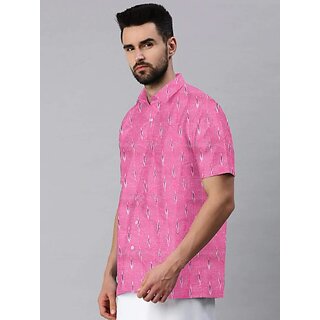 Chic Men OMSAIFAB Men Self Design Casual Pink Shirt 2026 at ShopCircuit | ONDC