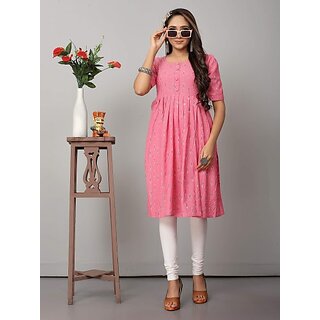 omsaifab casual printed women pink top
