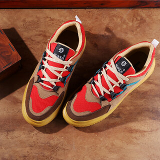 Hakkel Mens Red Lace-up Casual Shoes