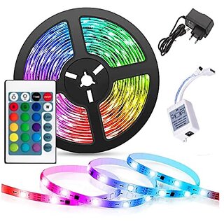 Daybetter 5 Meter Non Waterproof Remote Control Multicolor Light With 16 Color And 5050 Smd Bright 24 Keys Ir Remote Controller And Supply For Home Decoration (Multicolor) Tar-H1 - Electricals | Buy online on ZillyBuy