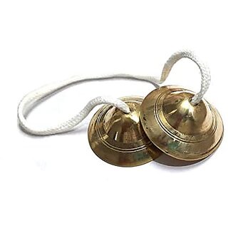 Spherulemuster Brass Handmade Bhajan Kirtan Manjeera | Manjeera Religious Musical Instruments (7 cm)