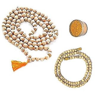 Spherulemuster Tulsi Mala Original (108+1) Beads with Original Kanthi Mala (1 Round) with Chandan Tika