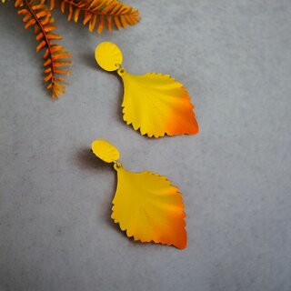 Lucky Jewellery Designer Yellow with Orange Color Leaf Design Dangle Earring For Girls & Women (125-CHEG-1204-OY) - Earrings | Buy online on ZillyBuy