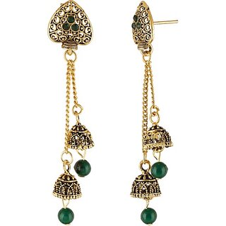 Unvira Long Chain Earing Beads Brass Stud Earring - Earrings | Buy online on ZillyBuy