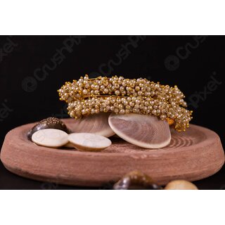 Pearl Cluster Gold Plate Bangle Jewellery Set Size 2.8 - Bangles & Bracelets | Buy online on ZillyBuy